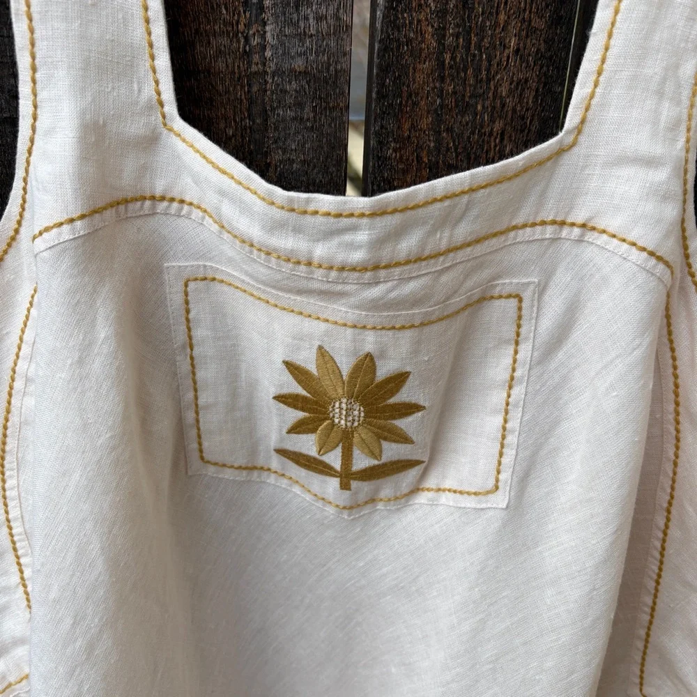 Christy Dawn The Khadia 100% Linen Floral Embroidery Dress NWOT In Cream Sz XL - Picture 5 of 15